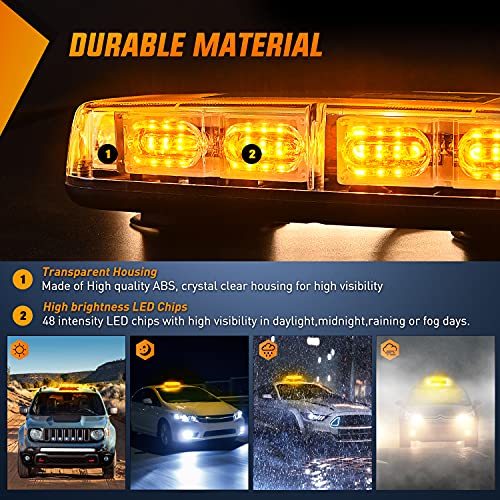 Image of Nilight 2PCS 12 Inch Roof Top Strobe Lights 48LED 12V 24V