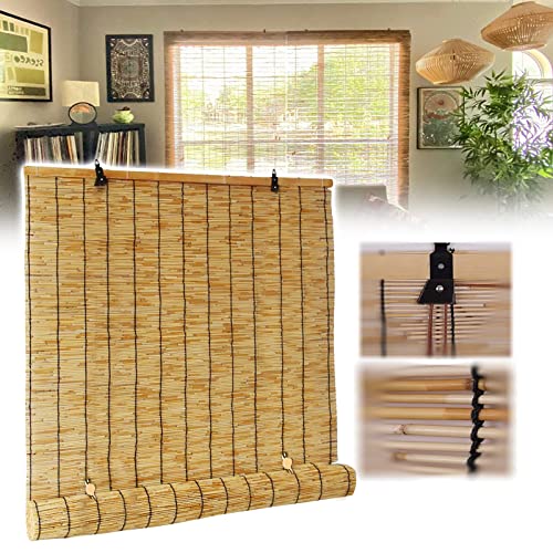 Custom Size Bamboo Shades For Windows Sun Protection Natural Outdoor Blinds For Porch Cordless Retro Reed Curtains Privacy Protection - 20 24 28 30 32 36 42 48 50 57 63 69 72 Inch Wide (Color : Natur #TOP6