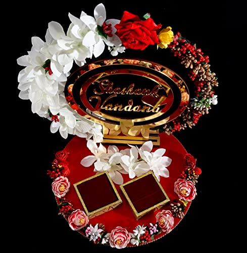 Image of THE BRIDE MADE Wood Engagement Ring Platter With Hoop, Multicolor