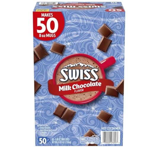 Milk Chocolate Hot Cocoa Mix, Swiss-Style Cocoa Drink, 50-Count Envelopes,
