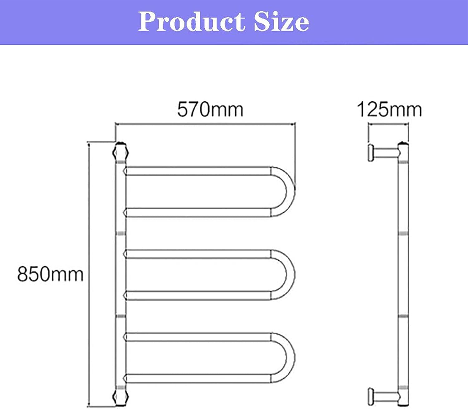 Energy Efficient Electric Heated Towel Rack - 180° Swivel Wall-Mounted Towel Warmer - 304 Stainless Steel Bathroom Radiator with 3 Adjustable Folding Arms for Cozy Towels