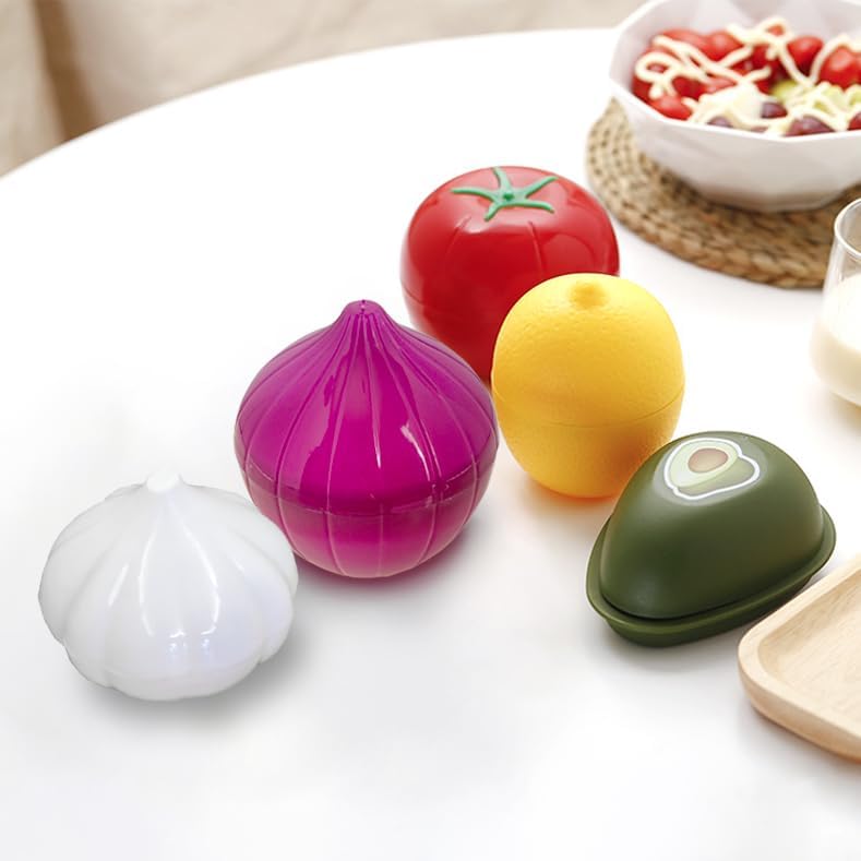Miniatura 4 de PIVNASY Contenedores de almacenamiento de verduras y frutas para refrigerador, almacenamiento en forma de tomate y cebolla, recipientes de