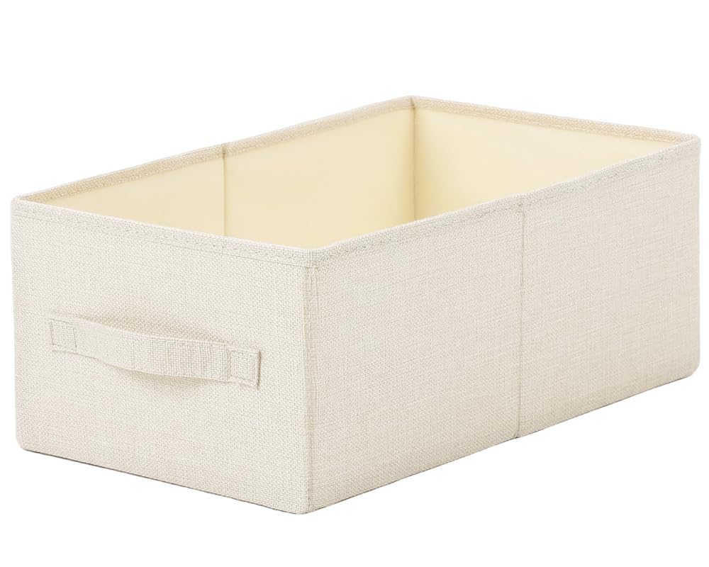 ALYER Collapsible Fabric Storage Organizer with Handles,Shelf Bins Box Container for Bedroom Office Closet Babies Nursery Toys Books Clothes (Beige,