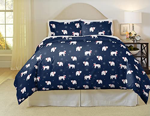 Pointehaven 180 Gsm Cotton Flannel Duvet Set - Twin/Twin Xl, Snow Bear #TOP22