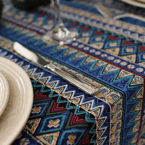 LeLehome Elome Vintage 36 Inch Square Bohemian Style Tablecloth, Cotton Linen Lace Washable Dinner Picnic Table Cloth Home Decorative Cover, Navy Blue by LeLehome - Used condition - Image 7