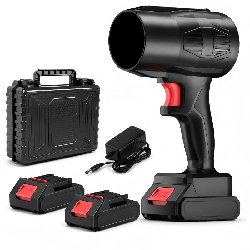Soplador de Hojas Inalámbrico con 2 Baterías de 21V, Soplador Eléctrico para Jardín de Alta Potencia de 180,000 RPM para Cuidado del Césped y Secado de Coches, Soplador de Aire Portátil para Limpieza