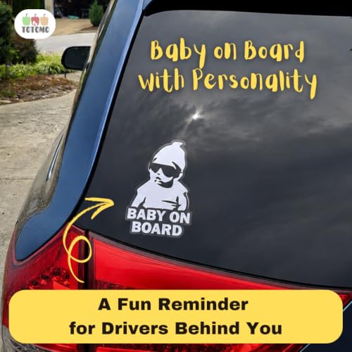 Image of TOTOMO Baby on Board Sticker for Car - Window Decal, Bumper Sign for New Parents, Durable Waterproof Safety Warning Sign for SUV Truck Minivan - Carlos, 1 Pack