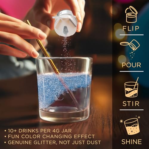 Image of Brew Glitter - Baby Gender Reveal Color Changing Edible Drink Glitter Combo Pack (4g, 2X Jars) for Clear Cocktails, Mocktails and Other Beverages!