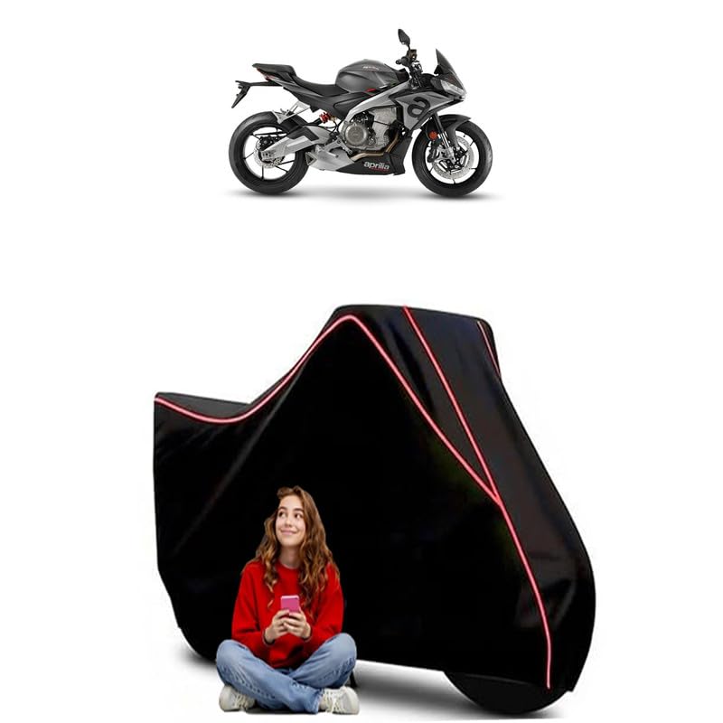 Image of Tuono 660 Water Resistant Bike Cover for All Motorcycles & Rain | Heavy Duty Taffeta Fabric | UV Protection, Dustproof, Scratchproof | All Weather Two Wheeler Body Cover with Elastic Bottom