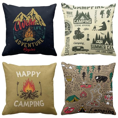 Emvency Throw Pillow Covers Set of 4, 18 x 18 Inch, Mountain Forest