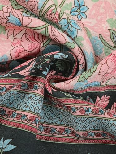 Image of Agnes Orinda Plus Size Summer Dress for Women Casual Boho Floral V Neck 3 /4 Sleeve Midi Short Beach Dress
