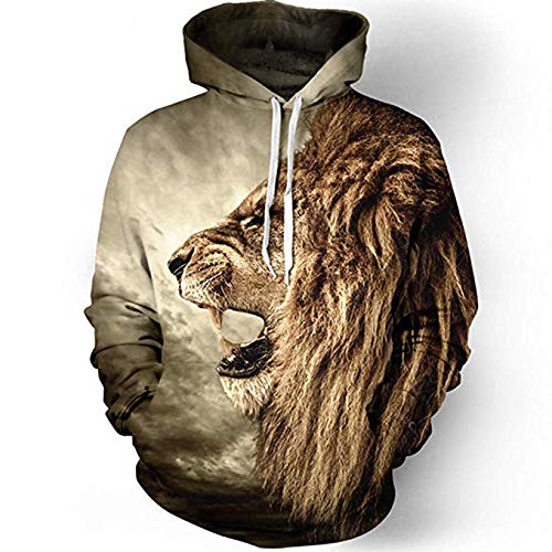 Pull lâche à capuche pour homme fort sweat lion respirant 5XL