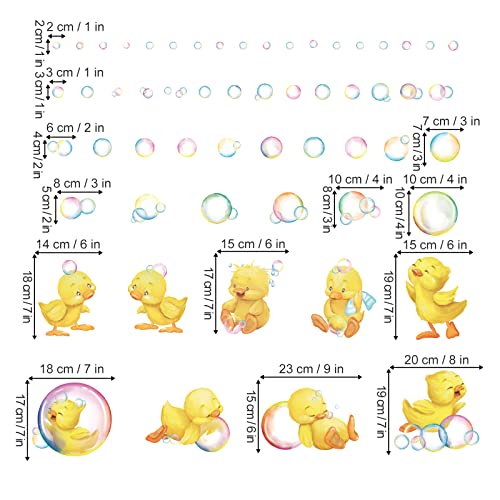 Wondever Yellow Ducks Wall Stickers Bubble Peel And Stick Wall Art Decals For Kids Bathroom Baby Nursery Bedroom #TOP3