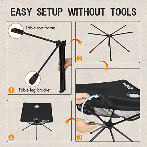 Portal Folding Camping Table, Ultralight Compact Aluminum Mesh Table With Carrying Bag, Small Beach Table Foldable Portable For Sand, Outdoor, Picnic, Camp, Boat, Travel, Black #TOP6