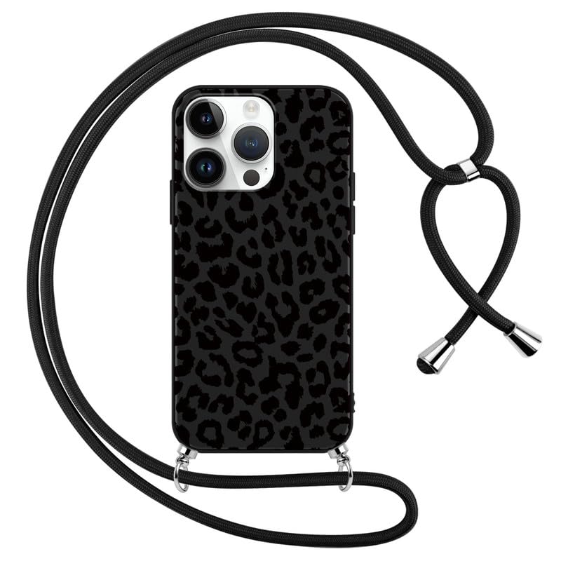Foonary Funda con Cuerda para Apple iPhone 11 Pro 5,8", Carcasa Ultrafina Silicona Aesthetic Dibujos Case con Ajustable Collar Correa de Cuello Cordón Antigolpes Cover para iPhone 11 Pro, Leopardo
