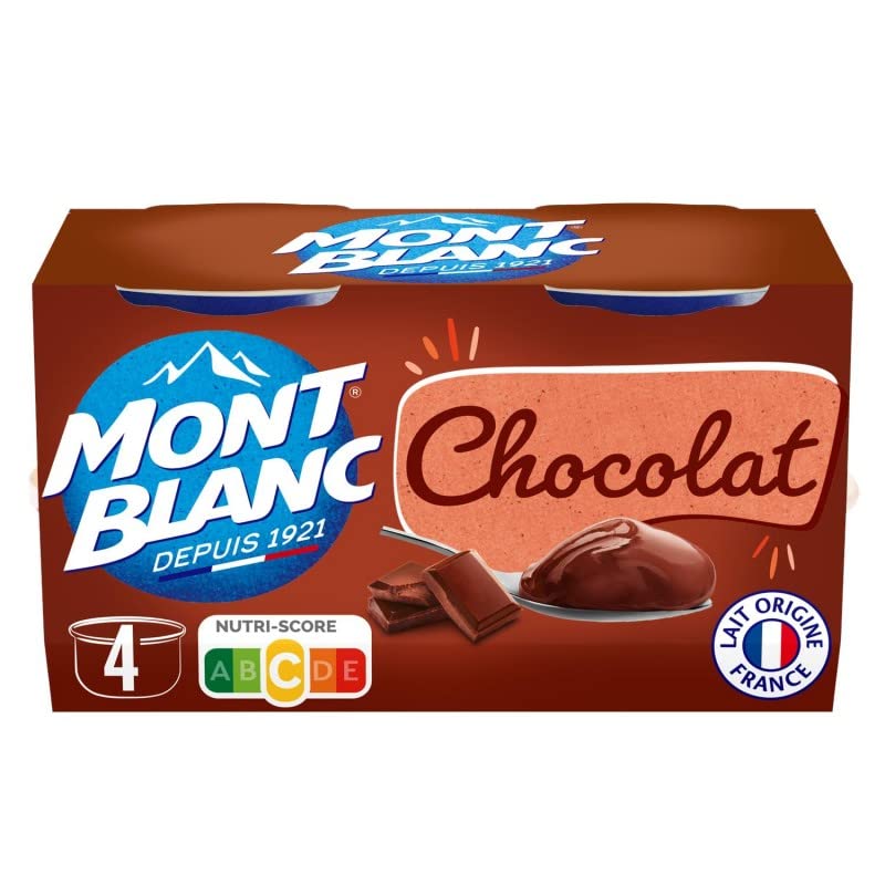 Mont Blanc - Crème Dessert Chocolat Onctueuse en Pot de 500g - Douceur et Plaisir Gourmand pour Toute la Famille - Lot De 4 - Vendu Par Lot