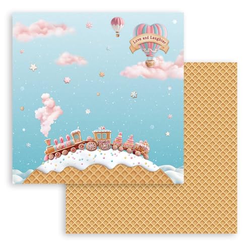 Stamperia - Scrapbook Paper Pad for Scrapbooking, Albums, Card Making, Bullet Journalling and More, Acid Free, Double-Sided, Perfect for Hobbies, Crafts, and Gifting (Candy Christmas) (20.3 x 20.3cm)