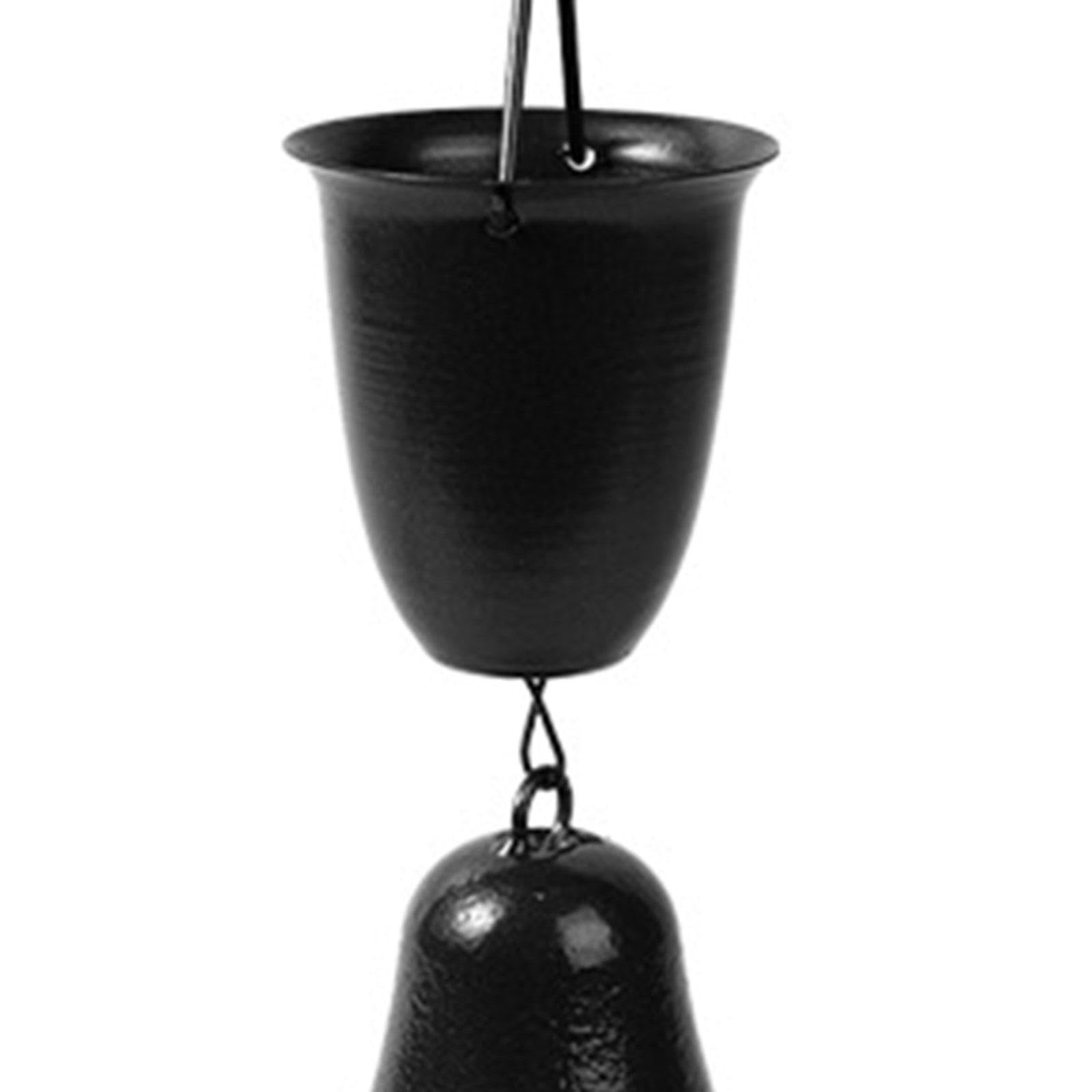 Milageto Chaîne de Pluie en Fer 149.5cm, Remplacement de Descente Extérieure, Coupe Ronde Décorative, Système de Déviation Pluviale avec Coupes pour Toit, Jardin, Abri, Terrasse et Espaces Extérieurs