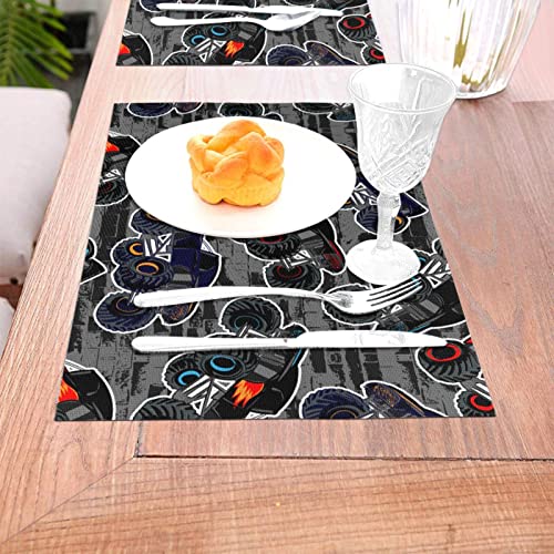 Monster Truck Placemat Cute Cartoon Placemats, Non Slip Heat-Resistant Washable Table Place Mats For Kitchen Dining Home Decoration #TOP3