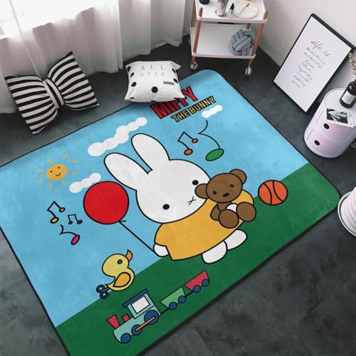カーペット ミッフィー ラグ ラグマット 150×100cm おしゃれ 滑り止め 絨毯 じゅうたん 洗える 室内リビングマット 寝室 居間用 家庭用 オフィス用