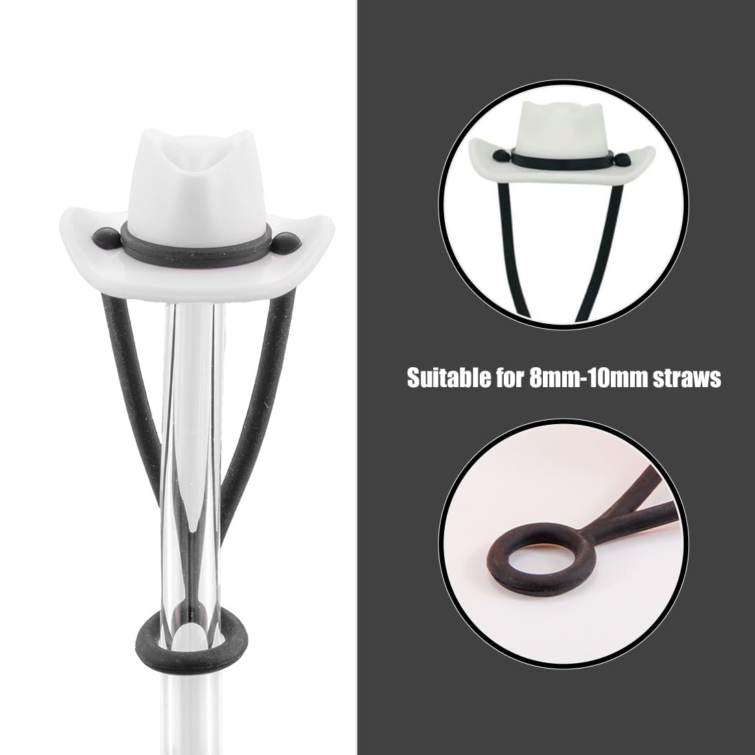 RDNKVB Stanley Cup-accessoires, herbruikbare siliconen rietjesafdekking, cowboyhoed voor rietjes, cadeaus voor vrouwen en mannen, 4 stuks