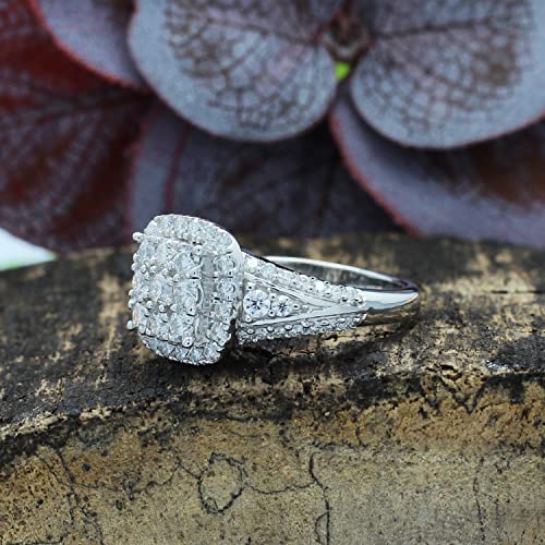 SAVEARTH DIAMONDS 1 1/3 Cttw Round Cut Lab Created Moissanite Diamond Halo Cluster Engagement Ring In 14k Gold Over Sterling Silver (VVS1 Clarity, 1.33 Cttw)4