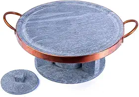 Grelha em Pedra Sabão 22cm com Rechaud e Fogareiro para Carnes, Churrasco, Fondue e Porções