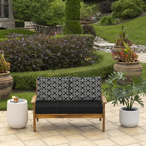 Image of Arden Outdoor Loveseat Cushion Set, 48 x 24, Water Repellent, Fade Resistant, Cushion Set for Couch, Bench, and Swing, Black Global Stripe