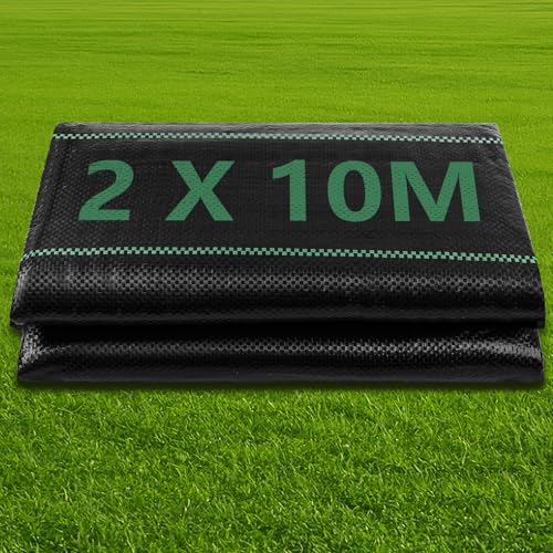 NUTKIT Malla Antihierbas 2x10M,Tela Antihierbas Jardin Plegable Transpirable Permeable, Resistente a la Rotura y Estabilizada contra UV, Protege el Huerto de Maleza(Negro)