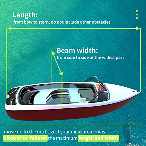 Rvmate 14-16Ft Boat Cover, 210D Marine Grade Polyester, Fits V-Hull, Tri-Hull, Fishing Boat, Runabout, Length:14’-16’, Beam Width:90”, Black #TOP5