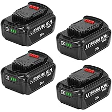 KUNLUN 4Pack 20V 6.5Ah بطارية بديلة لبطارية Dewalt 20V Max مناسبة لبطارية Dewalt 20 Volt XR Max Lithium-ion DCB200 DCB201 DCB204 DCB206 DCD DCF DCG DCS Series أدوات الطاقة اللاسلكية