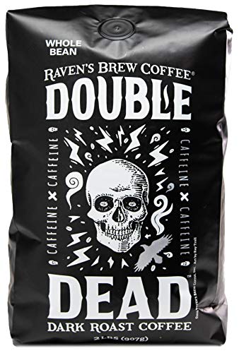 Raven's Brew Coffee High Caffeine Coffee Dark Roast Whole Bean – Double Dead 2Lb #TOP14