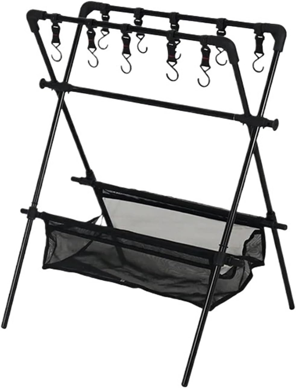 Compatible for Outdoor Foldable Storage Rack, Camping Multifunction Tableware Tripod, Shelf with Drying Net
