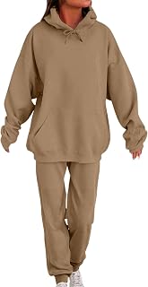 Womens 2 Piece Sweatsuits Outfits Oversized Sweatshirt Jogger Sweatpants Baggy Y2K Tracksuit Sets with Pockets