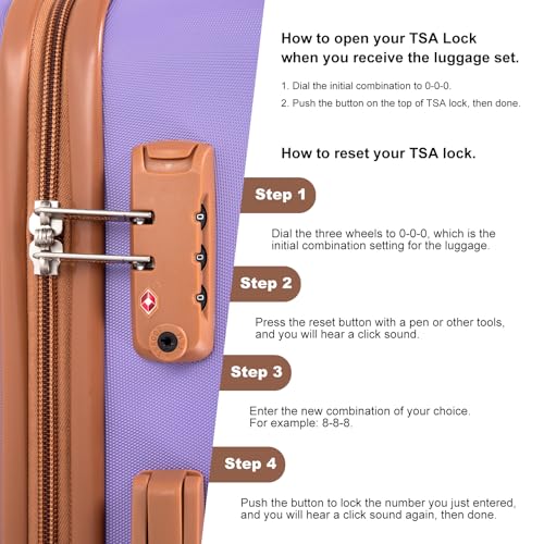 Image of 4-Piece Luggage Sets 16 inch20 inch24 inch28 inch,Suitcases with Double Spinner Wheels and TSA Lock,Hardcase 6 set Luggage with Underseat Duffel Bag