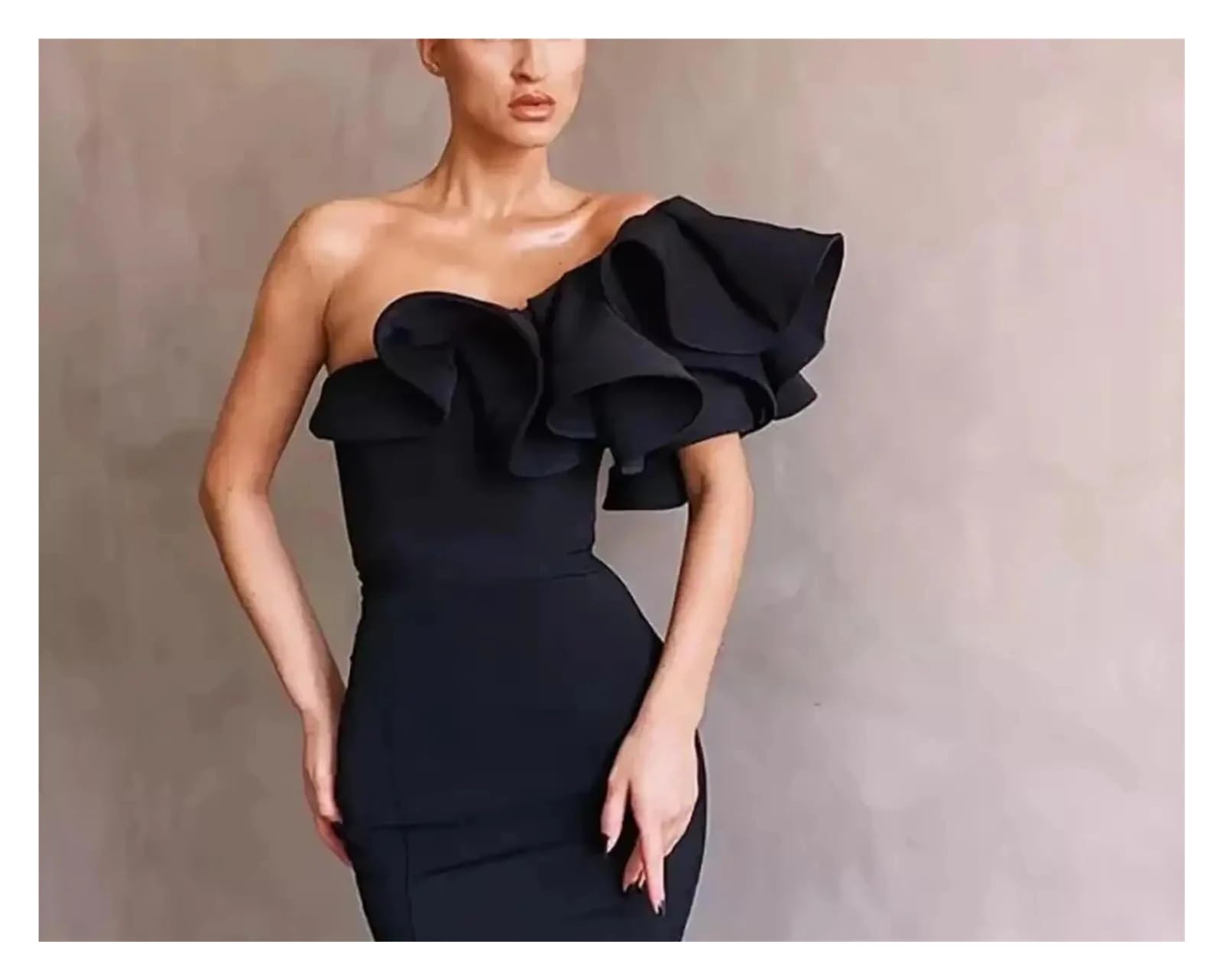Abiti da Sera Eleganti Abiti da Ballo Lunghi for Donna in Raso Monospalla, Semplicemente Formali, Damigella d'Onore for Celebrità per Festa