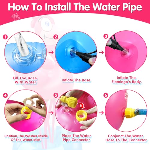 Inflatable Sprinkler for Kids, Flamingo Spray Water Toys Backyard Sprinkler for Kids Toddlers Girls Boys 41 Inch Inflatable Flamingo Summer Luau Hawaiian Birthday Party Decorations Supplies