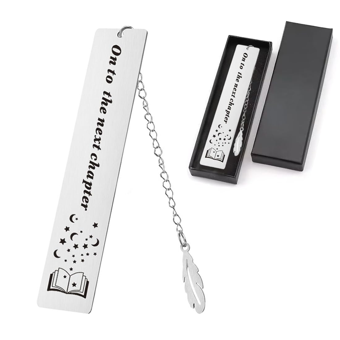 XPEX 1 Uds marcapáginas Metal acero inoxidable marcapáginas letras pluma regalo de Navidad lector regalo