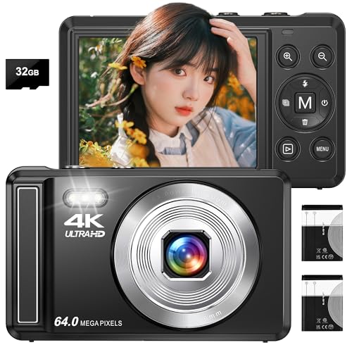 デジカメ6400万画素 4K 16倍デジタルズーム 32GBカード vlog Amazon | デジカメ 4K 6400万画素 30FPS デジタルカメラ 16X