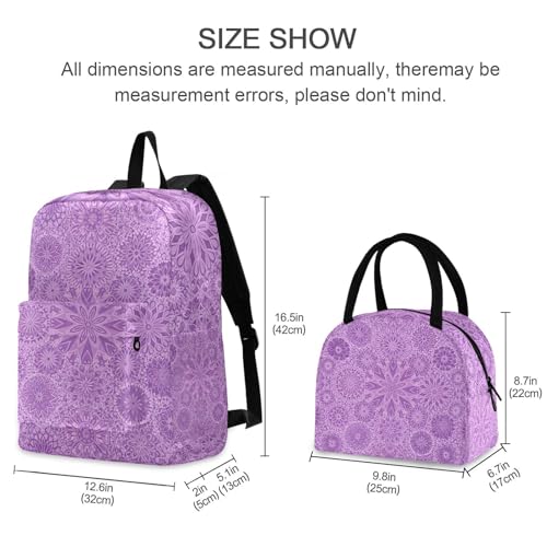 Ensemble sac à dos et sac à déjeuner mandala violet robuste