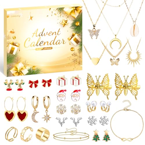 Jewelry Advent Calendar 2024, 24 Days Countdown Calendar for Adult Women Christmas, Fashion Bracelet...