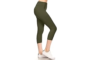 Supersoft High Waisted Buttery-Soft Olive Green Capri Leggings For Women