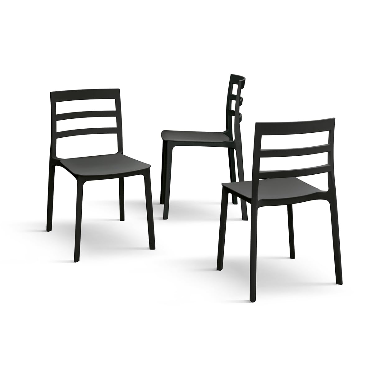 PAZZO DESIGN Sedia Luca, Set Da 4, Nere, Sedie Polipropilene, Sedia Cucina, Sedie Sala Da Pranzo, Sedie Giardino, Impilabili - id_1964