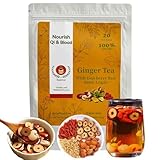 20 Bags Organic Ginger Tea for Women-Jujube Red Date,Goji Berry,Longan Blend,Chinese Herbal Tea for Hormone Balance,Lactation,Postpartum Recovery,Menopause,Caffeine-Free,100% Plant-Based