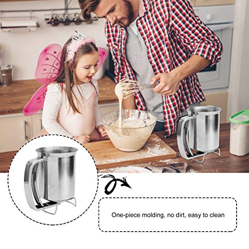 DOITOOL Dispensador de massa de panqueca com tampa, separador de massa de aço inoxidável, despejador