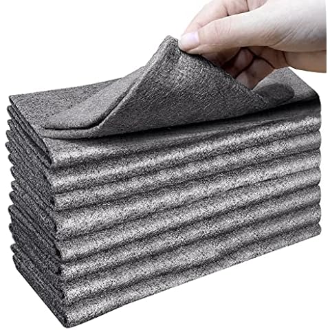 XANGNIER Thickened Magic Cleaning Cloth,8 Pcs Lint Free Cloth,Reusable Microfiber Cleaning Rag for Windows,Mirror,Glass,Car,Gray Cover
