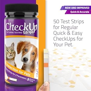 CheckUp Cat and Dog UTI Urine Test Strips | 3 Parameters CheckUp in 1- a More Detailed Test of 3 UTI Related Markers – pH, Nitrite and Leukocytes Levels x50