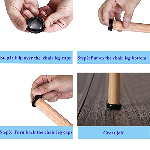 Chair Glides Sliders Chair Leg Tip Caps, Furnigear-Chair Leg Floor Protectors Best Furniture Sliders For Carpet, 1 Inch Round, 24 Pack #TOP4