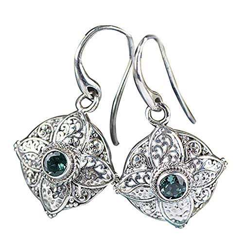 Pendientes de plata de ley 925 con circonita verde MIYUAN de alta joyería y diseño original