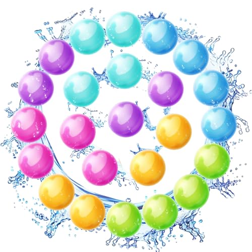 Lubolee Wasserbomben Wiederverwendbar mit Netzbeutel, Outdoor Spielzeug Wasserbomben Wasserspielzeug Kinder (24 Stück)